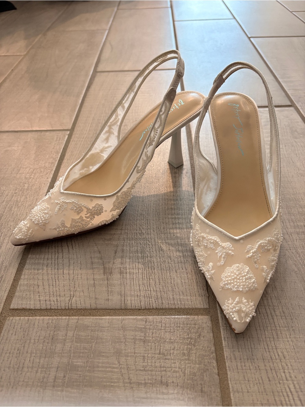 Betsey Johnson Ivory Beaded Pointed-Toe Slingback Heels - Picture 5 of 12